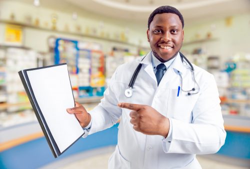 man holding a clip board