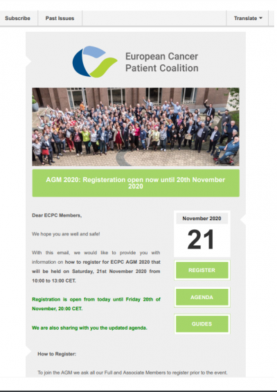 ECPC AGM 2020: Registration Information And User Guides newsletter preview
