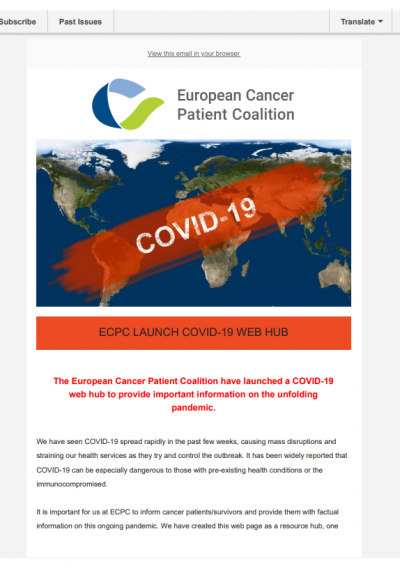 ECPC’s Web Hub On COVID-19 newsletter preview