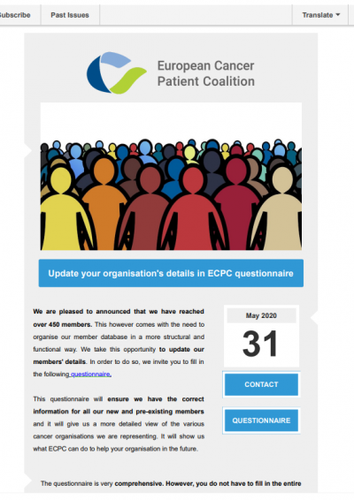 Members Questionaire – Update Your Details newsletter preview