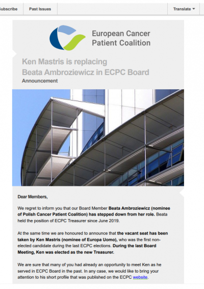 New Board Member Announcement newsletter preview