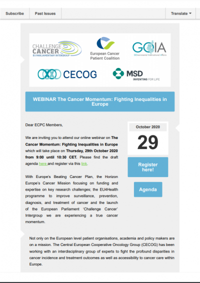 The Cancer Momentum newsletter preview