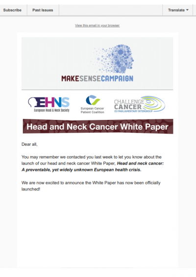 ECPC Head And Neck White Paper Launch newsletter preview