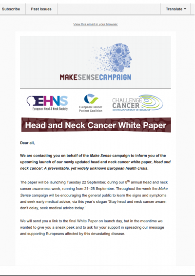 Head And Neck Cancer White Paper newsletter preview