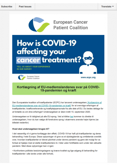 Undersøgelse: Kortlægning Af EU-Medlemslandenes Svar På COVID-19-Pandemien Og Kræft newsletter preview