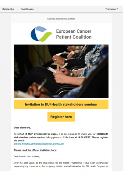 You Are Invited To Join The Challenge Cancer Parliamentary Intergroup newsletter preview