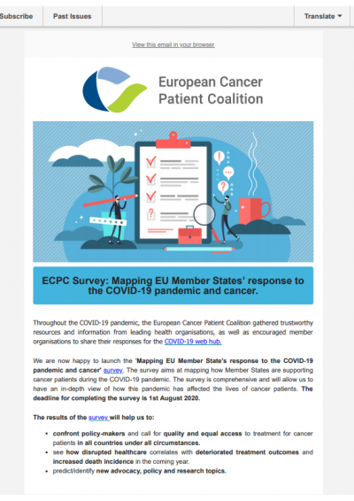 ECPC Survey: The COVID-19 pandemic and cancer newsletter preview