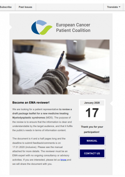 Become an EMA reviewer! newsletter preview