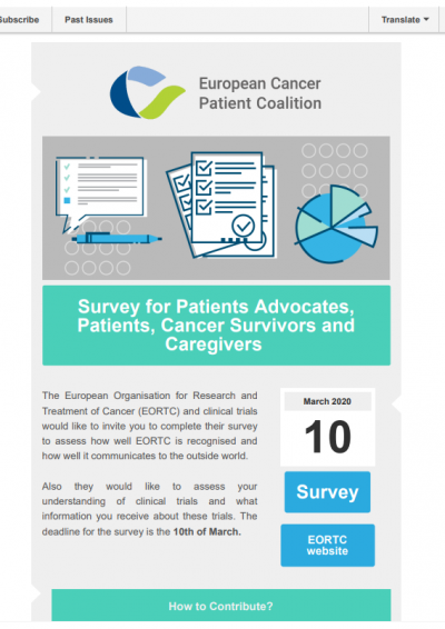 EORTC Survey newsletter preview
