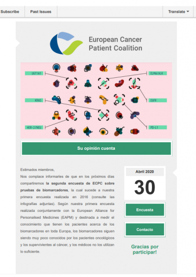 SPANISH Biomarkers Questionaire newsletter preview