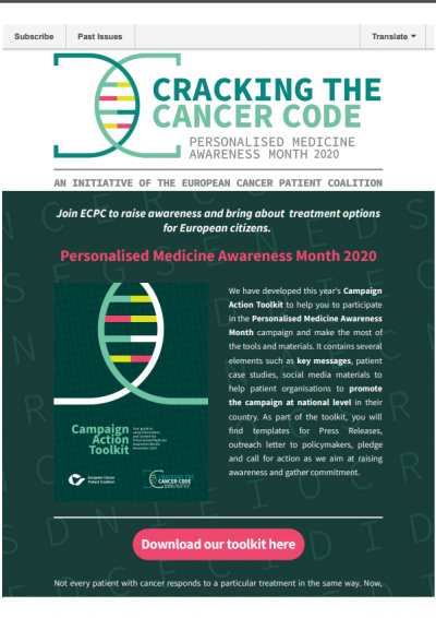 Personalised Medicine Awareness Month (PMAM 2020) newsletter preview