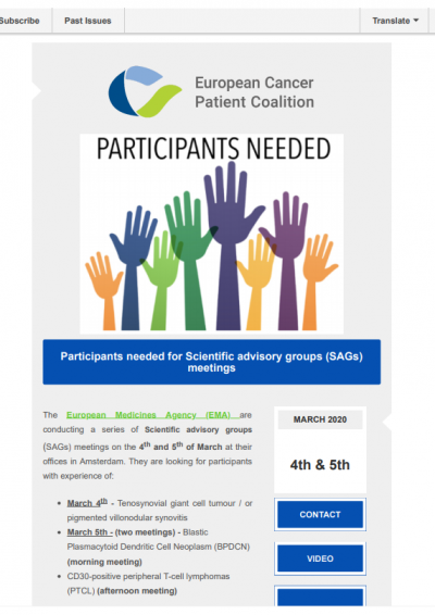 EMA Searching For Participants For SAG Meetings newsletter preview