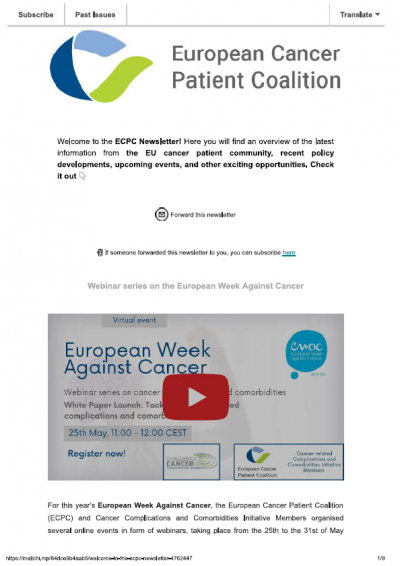 ECPC Newsletter June #1 newsletter preview