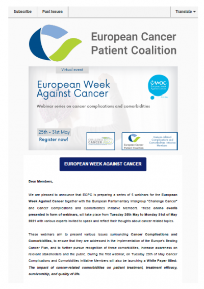 EUROPEAN WEEK AGAINST CANCER 2021 newsletter preview