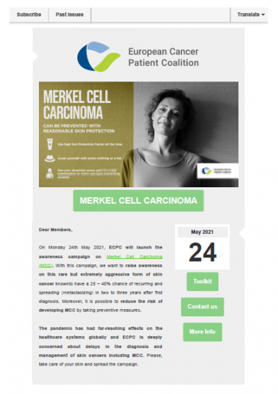 Merkel Cell Carcinoma: awareness raising campaign 2021 newsletter preview