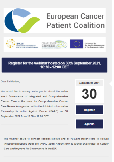 New Webinar: Governance Of Integrated And Comprehensive Cancer Care newsletter preview