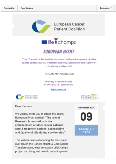 The Role Of Research & Innovation In The Enhancement Of Older Cancer Patients Care newsletter preview