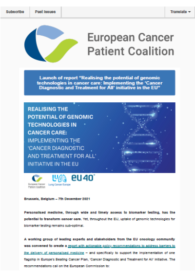 Realising The Potential Of Genomic Technologies In Cancer Care newsletter preview