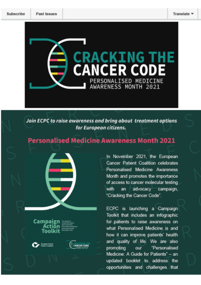 Personalised Medicine Awareness Month (PMAM 2021) newsletter preview