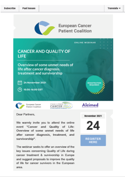 Webinar: Cancer And Quality Of Life newsletter preview