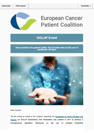 GOLUP Event: Best Practices For Patient Safety: An EU-Wide View On The Use Of Medicines Off-Label newsletter preview