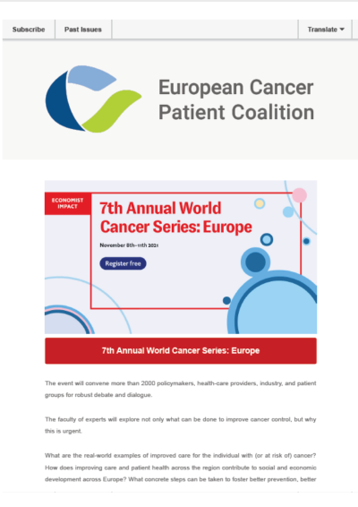7th Annual World Cancer Series: Europe newsletter preview