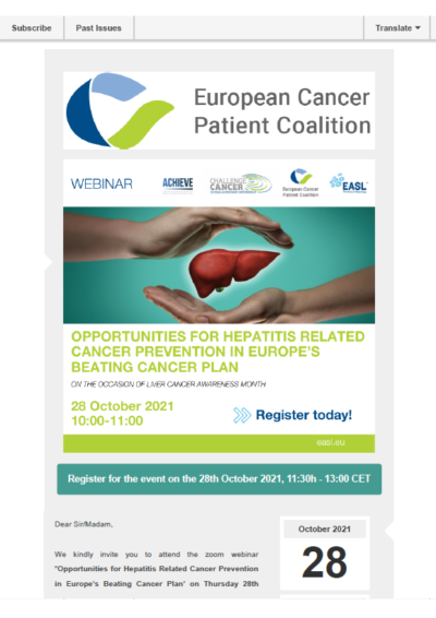 Opportunities For Hepatitis Related Cancer Prevention In Europe’s Beating Cancer Plan newsletter preview