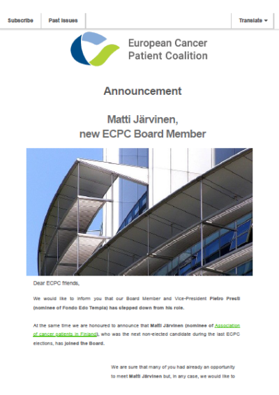 New Board Member Announcement newsletter preview