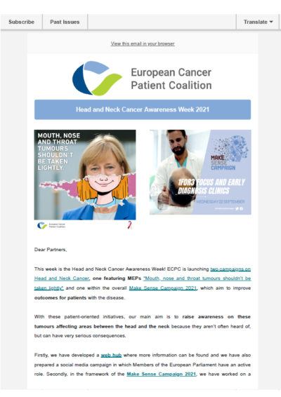 Head And Neck Cancer Campaign 2021 newsletter preview